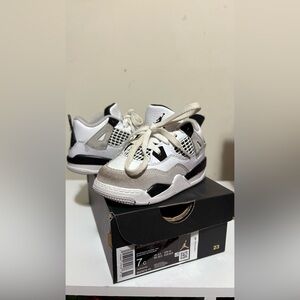 Jordan 4 White and Black Sneakers with Mesh Panels